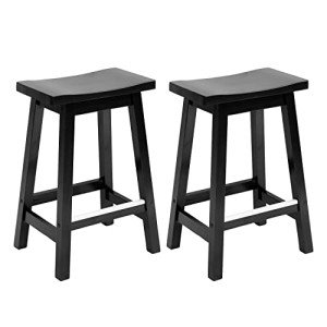 Set of 2 Solid Wooden Bar Stools