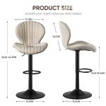 Modern Swivel Bar Stools Set of 3 Beige