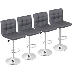Adjustable Swivel Barstools Set of 4 - Grey