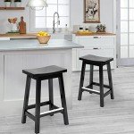 Set of 2 Solid Wooden Bar Stools