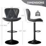 Adjustable Dark Grey Bar Stools Set of 2