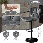 Adjustable Dark Grey Bar Stools Set of 2