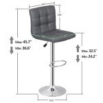 Adjustable Swivel Barstools Set of 4 - Grey