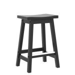 Set of 2 Solid Wooden Bar Stools
