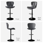 Adjustable Dark Grey Bar Stools Set of 2