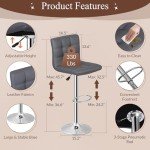 Adjustable Swivel Barstools Set of 4 - Grey