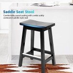 Set of 2 Solid Wooden Bar Stools