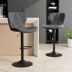 Adjustable Dark Grey Bar Stools Set of 2