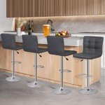 Adjustable Swivel Barstools Set of 4 - Grey