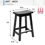 Set of 2 Solid Wooden Bar Stools
