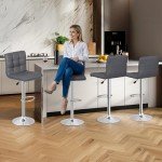 Adjustable Swivel Barstools Set of 4 - Grey