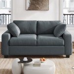 Comfy 60" Grey Sofa Couch with Storage Pockets