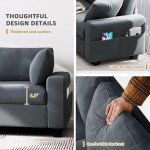 Comfy 60" Grey Sofa Couch with Storage Pockets
