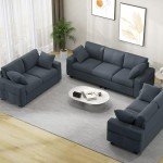 Comfy 60" Grey Sofa Couch with Storage Pockets