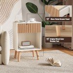 Modern Nightstand with Storage Drawers and Shelf