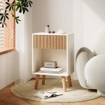 Modern Nightstand with Storage Drawers and Shelf