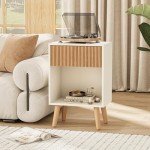 Modern Nightstand with Storage Drawers and Shelf