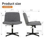 Adjustable Armless Criss Cross Desk Chair - Grey