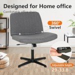 Adjustable Armless Criss Cross Desk Chair - Grey