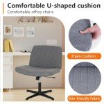 Adjustable Armless Criss Cross Desk Chair - Grey