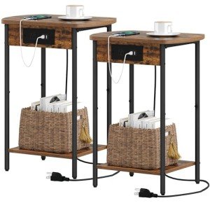 Set of 2 Nightstands with Charging Stations