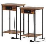 Set of 2 Nightstands with Charging Stations