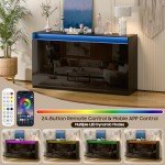 57" Kitchen Buffet Cabinet with LED Lights