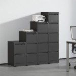 Black Metal File Cabinet with Locking Drawer
