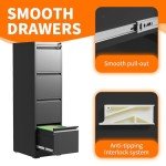 Black Metal File Cabinet with Locking Drawer