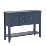Light Navy Vintage Sideboard Buffet Cabinet
