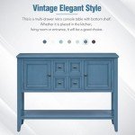 Light Navy Vintage Sideboard Buffet Cabinet