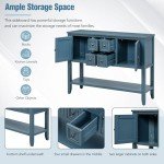 Light Navy Vintage Sideboard Buffet Cabinet