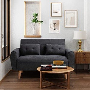 Modern Loveseat Sofa for Small Spaces – Black