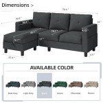 Modern Black Convertible Sectional Sofa with Ottoman