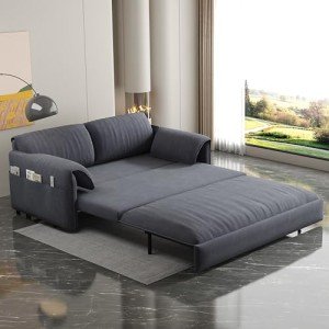 Queen Size Convertible Sleeper Sofa with Storage