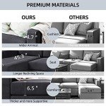 Modern Black Convertible Sectional Sofa with Ottoman