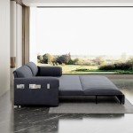 Queen Size Convertible Sleeper Sofa with Storage