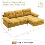 Yellow Chenille L-Shaped Sectional Sofa for Small Spaces