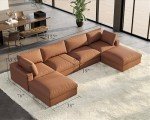 Brown Modular U-Shaped Sectional Sofa with Ottoman
