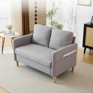 VINGLI 47" Light Grey Loveseat for Small Spaces
