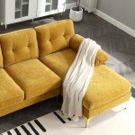 Yellow Chenille L-Shaped Sectional Sofa for Small Spaces