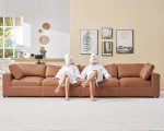 Brown Modular U-Shaped Sectional Sofa with Ottoman
