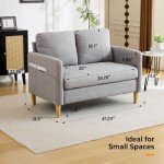 VINGLI 47" Light Grey Loveseat for Small Spaces