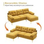 Yellow Chenille L-Shaped Sectional Sofa for Small Spaces