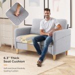 VINGLI 47" Light Grey Loveseat for Small Spaces