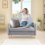 VINGLI 47" Light Grey Loveseat for Small Spaces