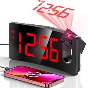Modern Curved Projection Alarm Clock with LED Display