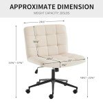 Beige Swivel Chair with Wheels and Adjustable Height