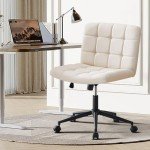Beige Swivel Chair with Wheels and Adjustable Height