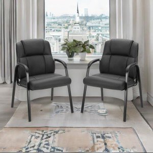 Comfortable Leather Guest Chair Set of 2